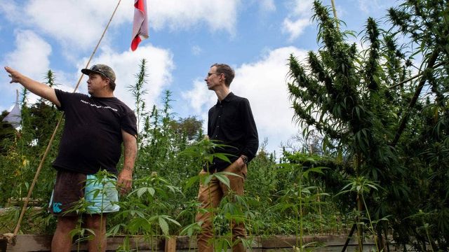 Porourangi Tawhiwhirangi with Rua Bioscience cultivation advisor, Jeremy Plumb.